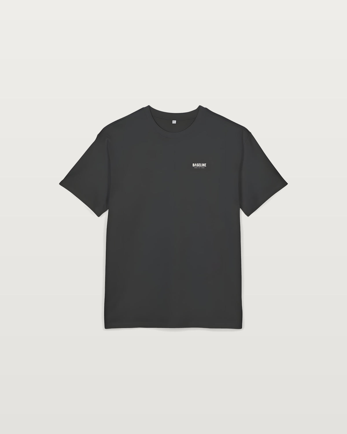 Baseline Vertical Logo black Oversized Tee — Minimal Streetwear Graphic T‑Shirt