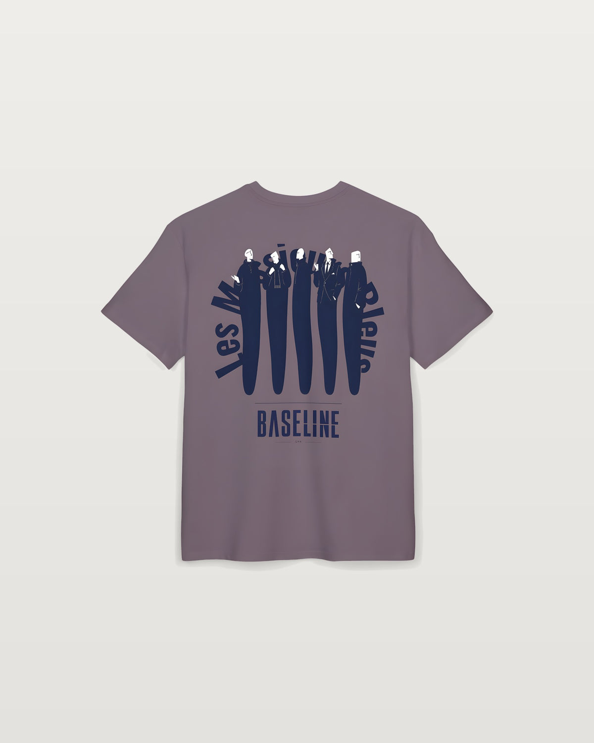 Oversized Tee — 'BASELINE' Minimal Logo & Navy Wave Back Graphic