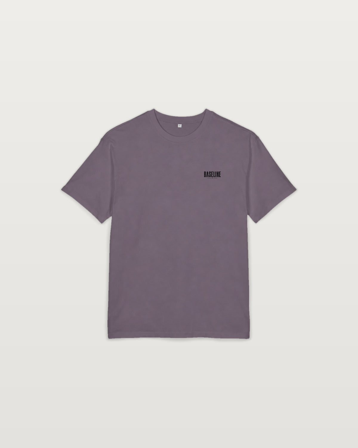 Oversized Tee — 'BASELINE' Minimal Logo & Navy Wave Back Graphic